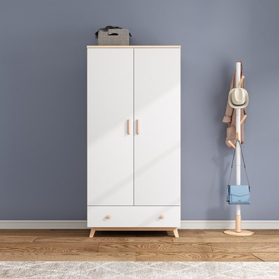 全实木衣柜现代简约原木三门衣柜家用卧室定制纯木松木儿童大衣橱