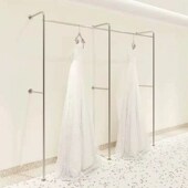 婚纱店上墙落地展示架陈列架加厚不锈钢拉丝银影楼礼服挂衣架货架