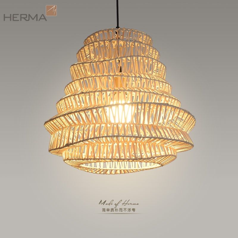 东南亚手工竹藤编织吊灯山庄会所民宿复古餐厅茶室创意藤条艺术灯