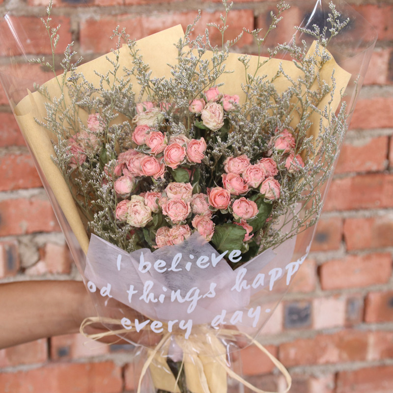 教师节干花花束玫瑰浪漫泡泡混搭天然真花节日送礼装饰摆件拍摄具