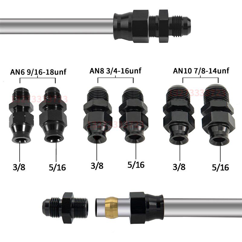 6AN公头至 3/8 英寸和 5/16 英寸硬管燃油管接头压缩适配器铝合金