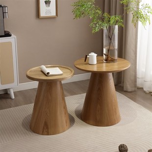 实木小圆桌客厅沙发边几小户型茶几接待区圆形洽谈桌奶茶店咖啡桌