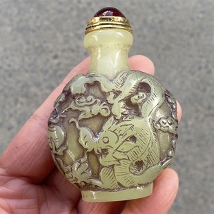 夜光龙凤工艺鼻烟壶手把件鼻烟粉空瓶怀旧装饰鼻烟瓶把玩摆件送礼