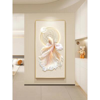 简约ZKS-9134奶油玄关装锦饰画走廊过道鲤鱼挂进画入户门客厅壁风