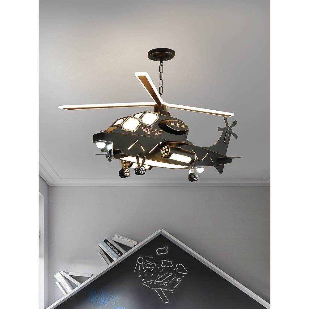 飞机灯儿模D100W-MQ童房复吊灯男孩房间卧室创意个性古工业风直升