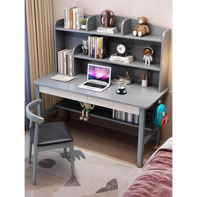 实木书桌书一体小户型书房室WAT儿童架字台家写用中学生专卧用学