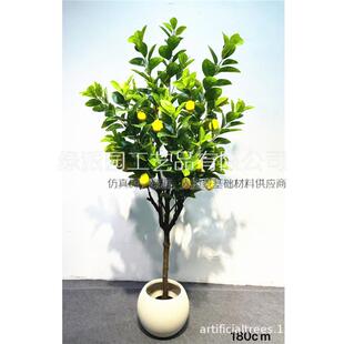 大型仿真假植0001柠檬树物盆栽室内落地装饰树盆景网红榕树绿摆植