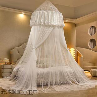 蚊帐顶圆顶落地新款家用卧免安吊式加密双层纱装公主风室妥沐飒实