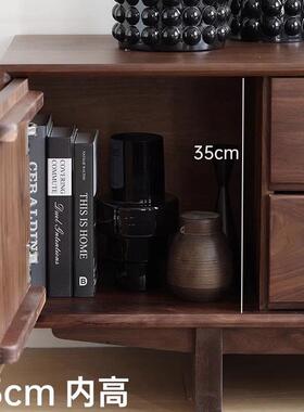 北美黑约胡桃木厅实木悬浮电视柜DSFG*-00客家简现代用一体落地收