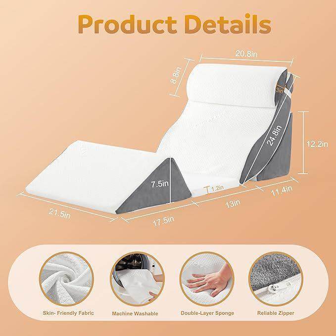 四头件防四件套靠套可调节楔形枕层记忆泡沫打双鼾酸反流缓解疼痛