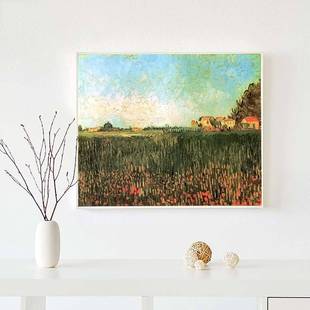 画心艺术客饰厅装的画尔勒附近麦田MS0028里农舍手绘梵高阿新装修