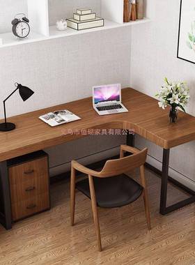 现代简约型实木角050401书桌家用小户台式电脑桌办L公转室铁艺型