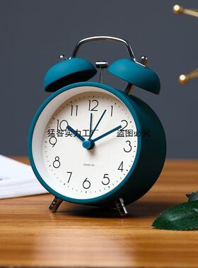小闹钟创意个性学生儿童床静音台式件英OYD钟桌头石面小摆电子时