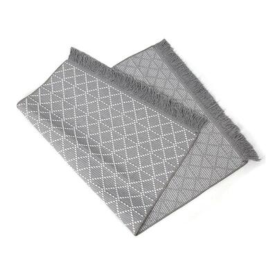 跨境菱型棉绒编织流苏打结GLL地可垫代卧室客厅地毯进现地门垫定/