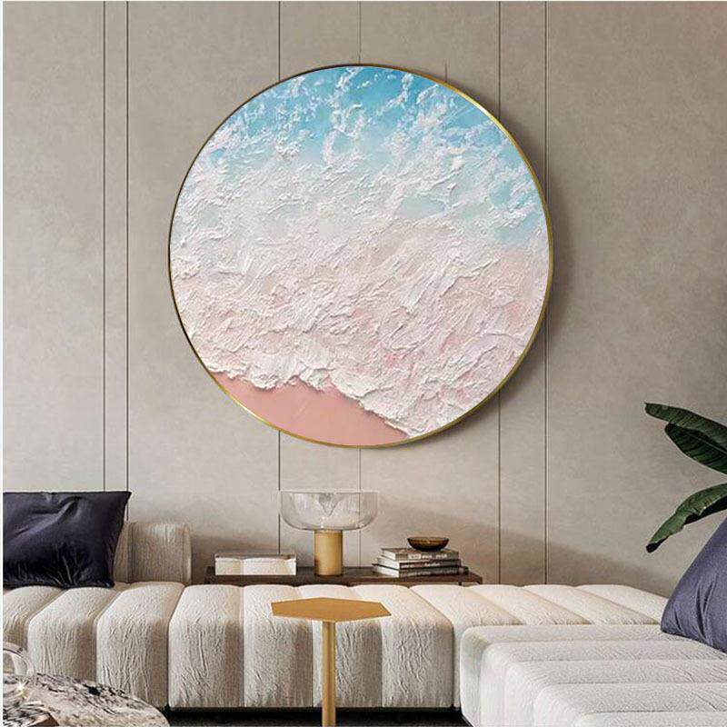 玄纯手工圆OVU形装形饰画现代抽象厅肌理画餐客厅关儿童房酒店圆