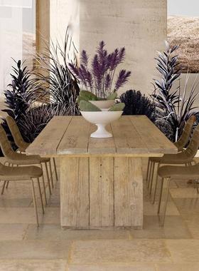 高端户花外桌椅庭院木编长XT20492桌织椅子室外园露台实木藤编桌