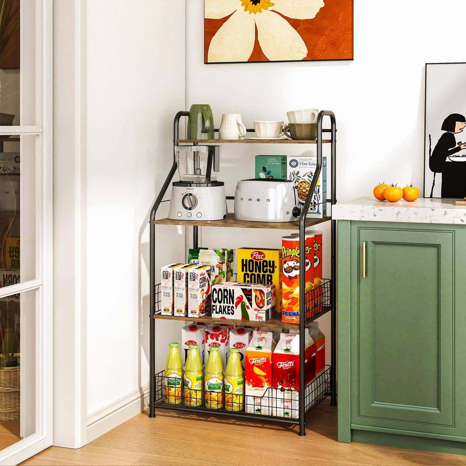 4CWBLTC跨境款蔬家厨房微波炉置新物架大容量用水果菜收纳架厨房,收纳整理,书桌收纳置物架,淘宝优惠券,粉丝福利购,淘宝优惠卷