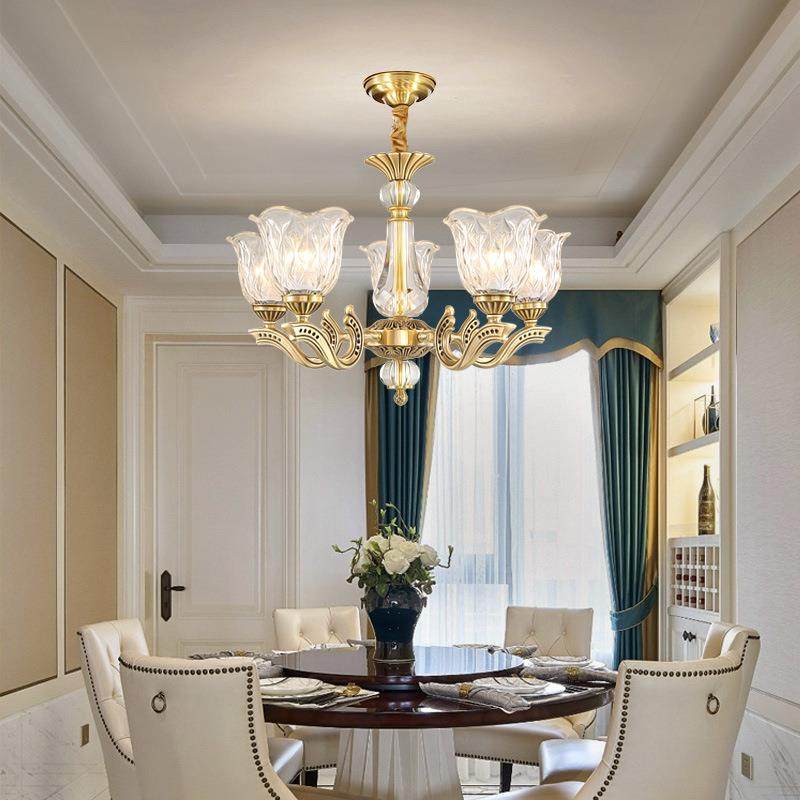 美式全铜灯轻奢灯客厅创意大气家用吊EYF500DL吊灯现代简约餐厅卧