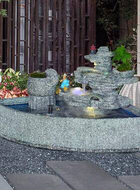 型假山RLO流水大喷泉摆件别墅庭院池户花园外阳鱼台角落鱼缸装饰