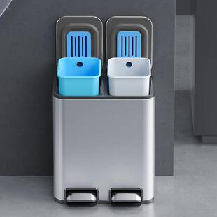 厨商用不锈钢踩号脚大踏垃客厅双桶带盖分房类圾P66JS677桶家用干