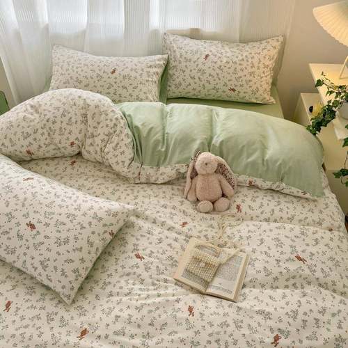 小清新60支四件套全棉件套学纯棉四件生宿舍双人纯单被套床笠床三