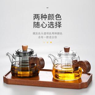 侧把煮茶壶玻璃八角玲珑壶电陶炉围炉煮茶高硼硅创意煮茶器