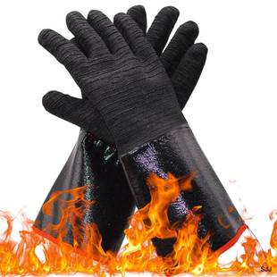 氯丁胶手套耐高温500度防热油泼溅防蒸汽防水隔热耐酸碱防油手套