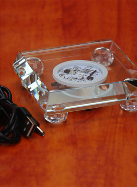 工艺礼品摆饰琉璃水晶发光底座七彩色自动变化可控制颜色透光柜台