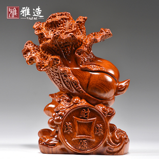 花梨木雕白菜摆件客厅玄关电视酒柜百财店铺工艺装 饰品开业送礼品