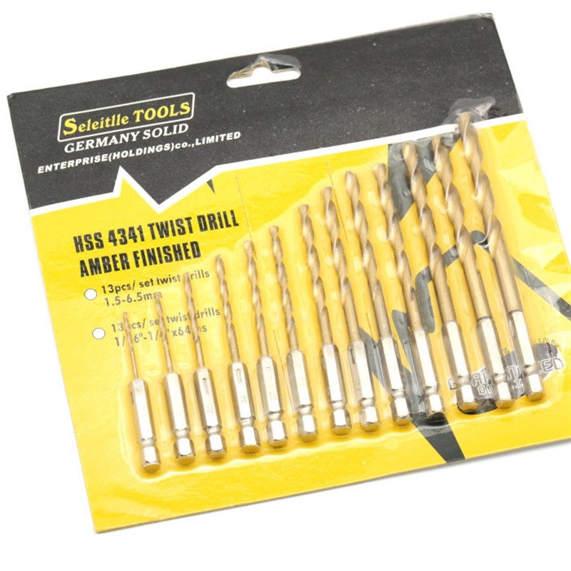 六角柄麻花钻头 镀钛13PC 风批钻咀 1/4柄钻头风批电动螺丝刀钻头