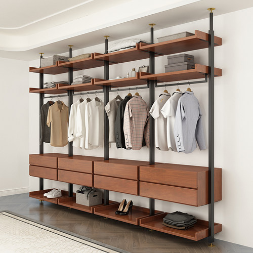 开放式衣柜金属衣帽间架子组装顶天立地置衣架家用落地立柱挂衣架