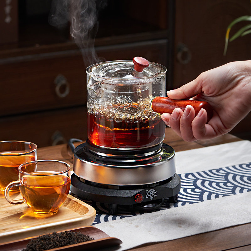 耐高温加厚侧把壶玻璃煮茶器电热炉木把泡茶单壶过滤功夫茶具套装