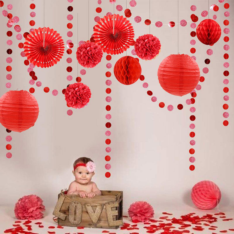 红色春节庆商场酒店橱窗装饰布置吊顶吊饰新年过年元宵灯笼球挂饰