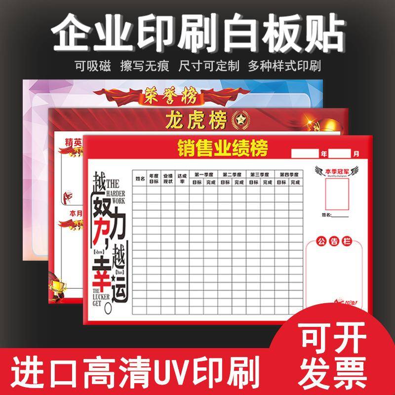 磁性软白板可擦写业绩榜文化墙展示墙贴龙虎榜PK看板销售排行榜