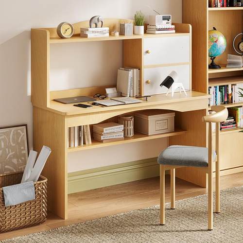书桌书架组合现代简约小户型电脑办公桌家用卧室学生写字学习桌子