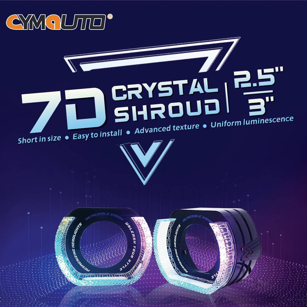 CYMAUTO新款7D5D水晶装饰罩2.5寸.3.0寸透镜光导罩炫彩WRGB天使眼