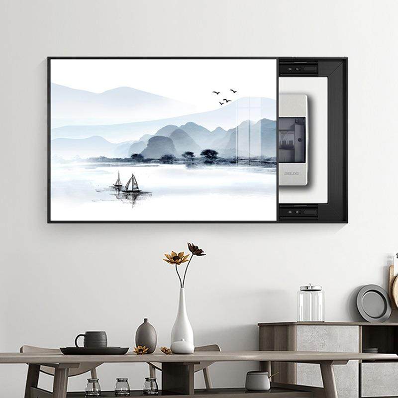 电表箱装饰画免打孔遮挡新中式山水配电箱弱电闸电源总开关盒挂画,机械设备,其他机械设备,淘宝优惠券,粉丝福利购,淘宝优惠卷