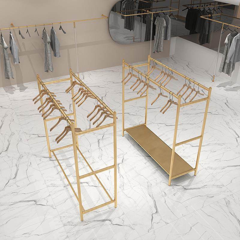服装店落地式双排中岛展示架金色轻奢挂衣架男女装店双杆陈列货架,纺织面料/辅料/配套,纺织机械配件,淘宝优惠券,粉丝福利购,淘宝优惠卷