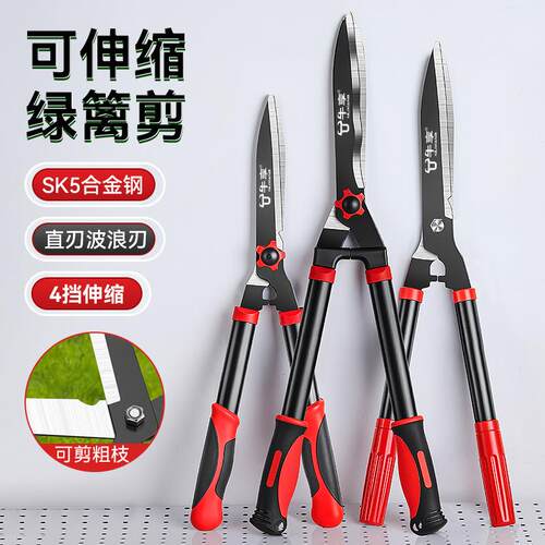 果树园艺不锈钢加长树枝修枝剪多功能可伸缩篱笆灌木粗枝修枝剪