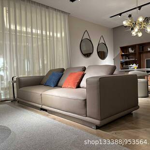 真皮沙发地平线弧形直排沙发小户型现代简约横厅设计师家具清样