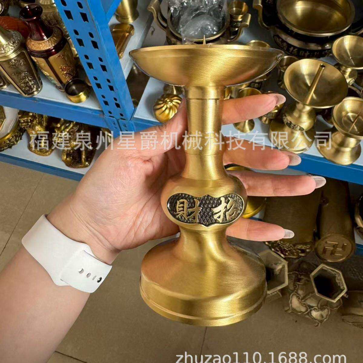 泉州纯铜蜡烛台铜台旺财用品婚庆
