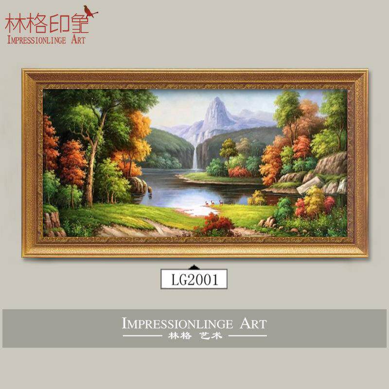 简欧美式装饰画艺术画有框客厅创意油画挂画沙发山水风景壁画卧室