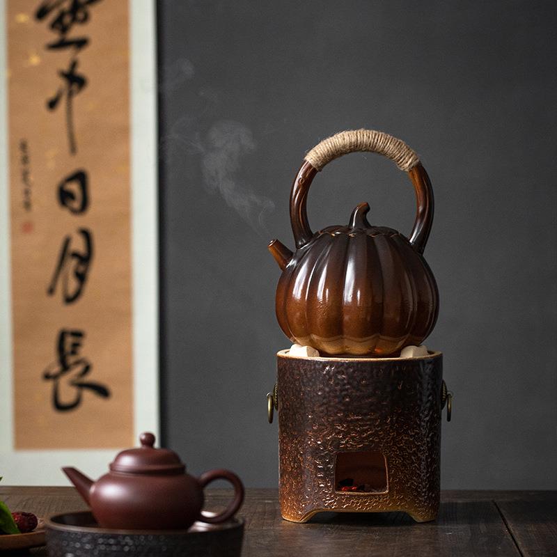围炉煮茶日式复古温茶炉煮茶家用提梁壶煮茶器烧烤炉木炭户外用具