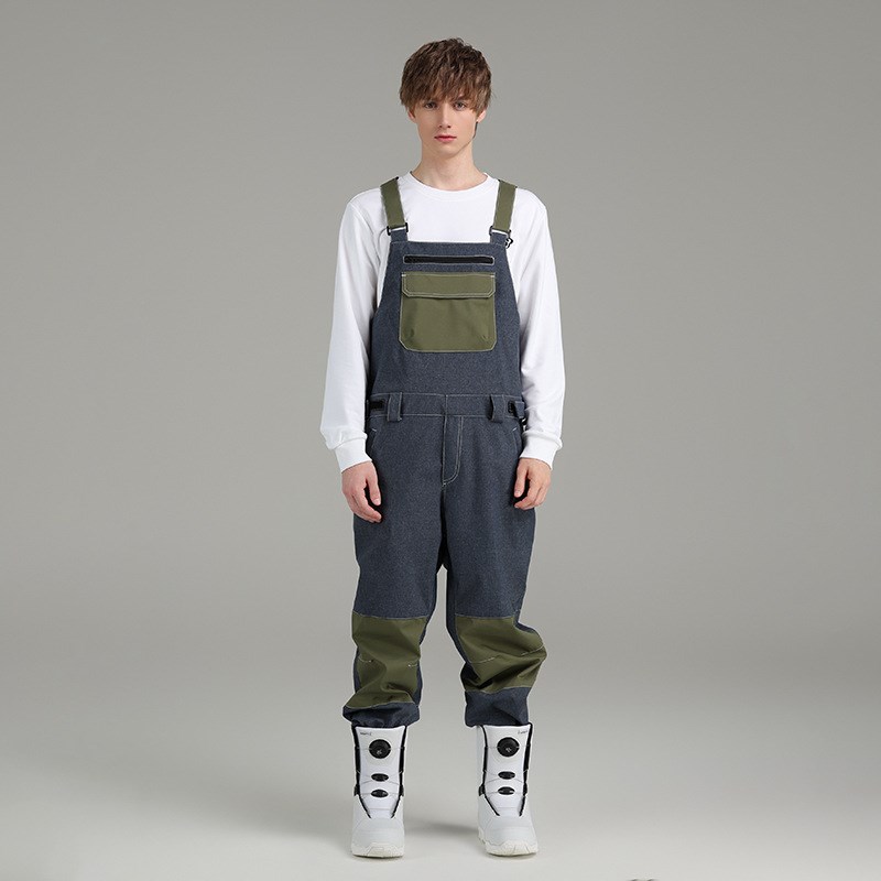 新款SEARIPE雪怡派双板单板牛仔背带滑雪裤男女款防风防水滑雪服