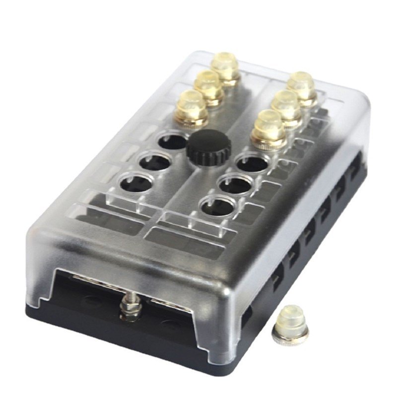 204-12KW DC12V 24V 12路保护器座可复位多路保险丝盒12路断路器