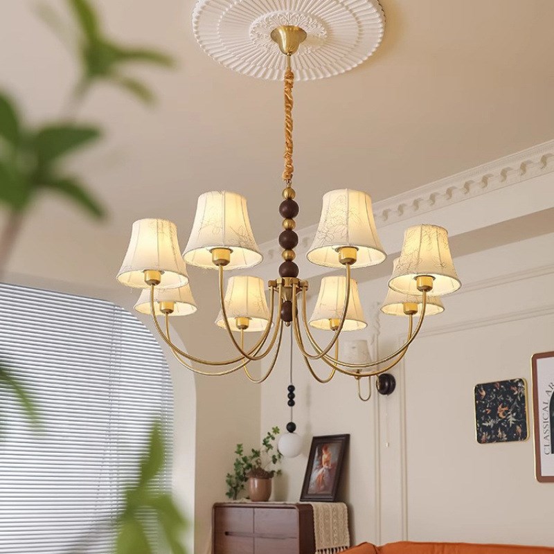 法式中古布艺客厅吊灯美式复古书房南洋房间卧室餐厅灯