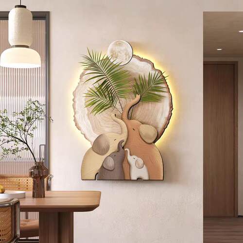 奶油玄风大户关LE入D灯装饰画走象廊过道XAJ尽头带灯壁画亚克力挂