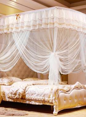 新款伸缩1支架蚊QHS帐U型公主风.51.35米密1.8米m家用加加厚网红