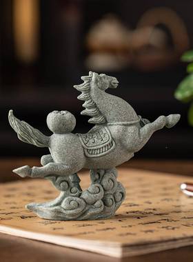 创意青砂石马上有20251006大钱生茶宠家摆件国潮居客桌面厅鱼缸肖