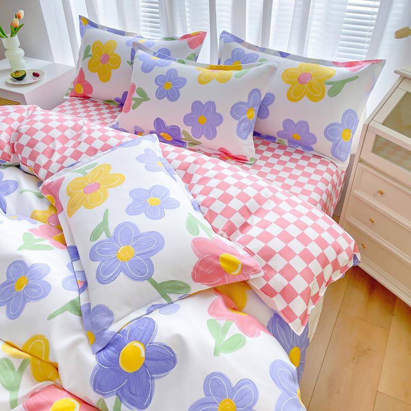 款全水洗棉XCS学生宿舍三件套床单款套四件床笠棉不起球不褪色